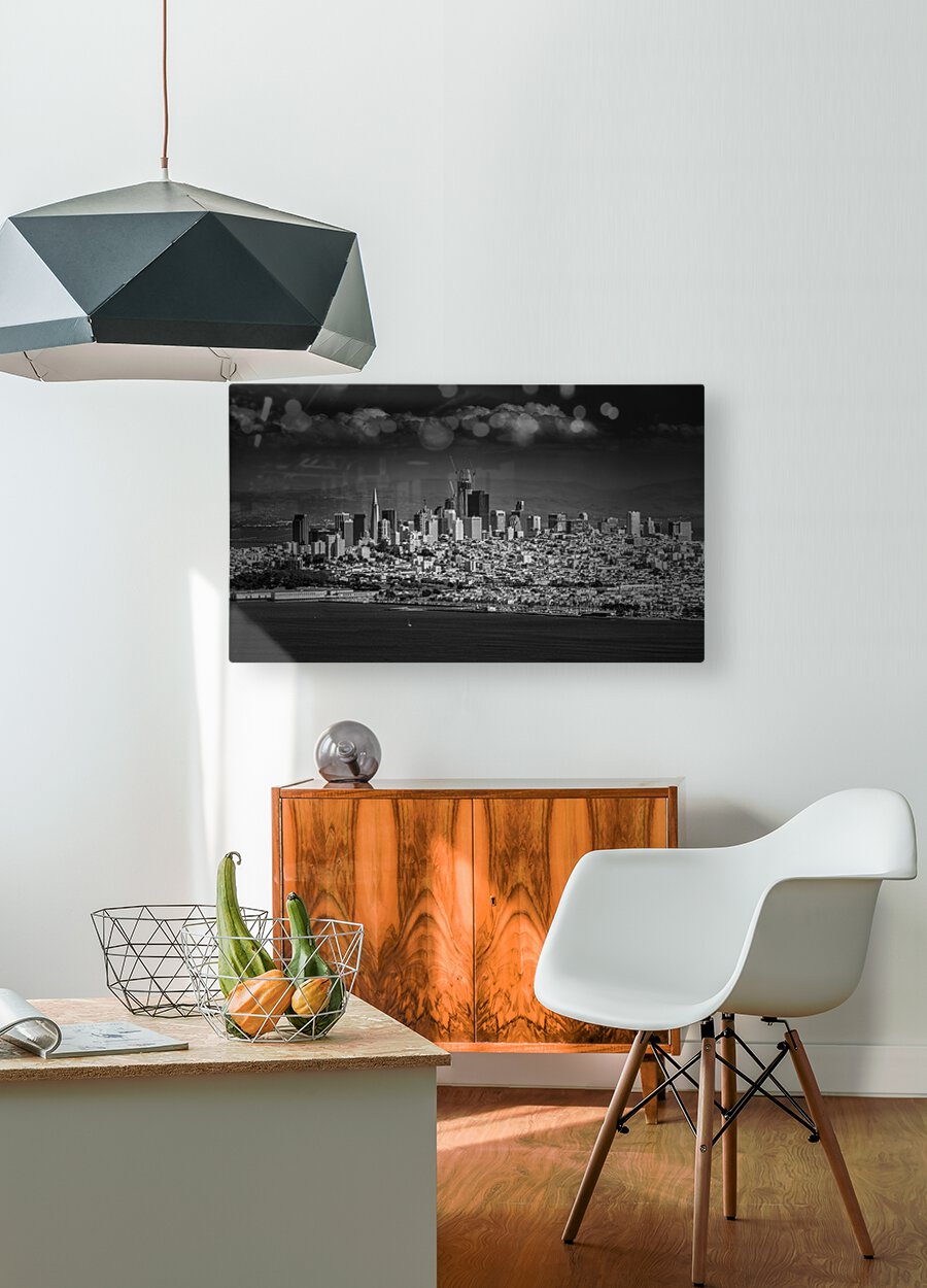 Moody Black and White photo of San Francisco  HD Metal print with Floating Frame on Back