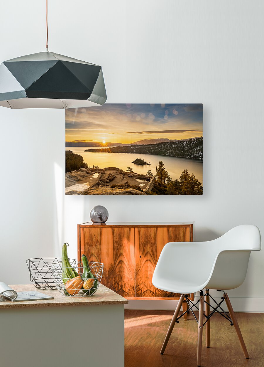 Sunrise over Emerald Bay on Lake Tahoe  HD Metal print with Floating Frame on Back