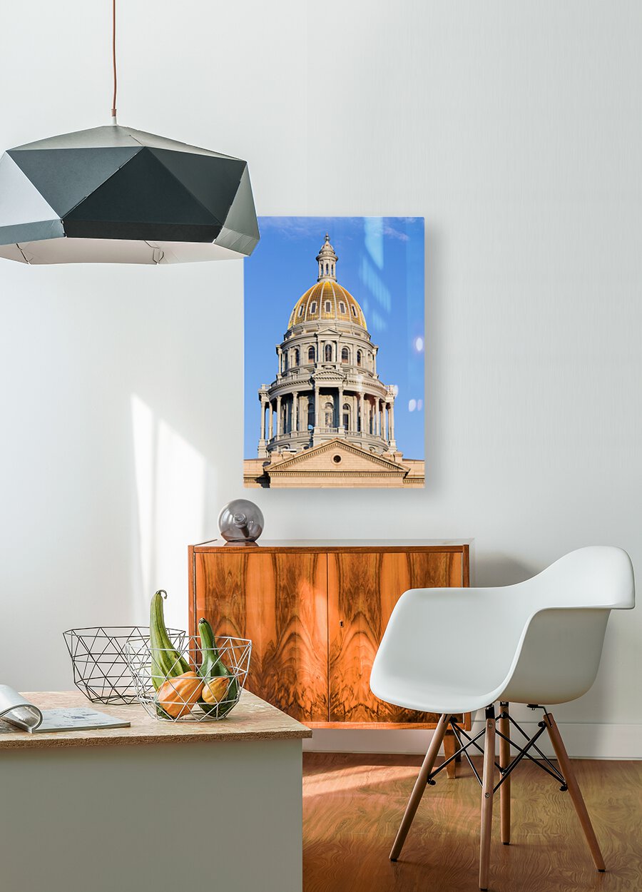 Gold covered dome of State Capitol Denver  HD Metal print with Floating Frame on Back