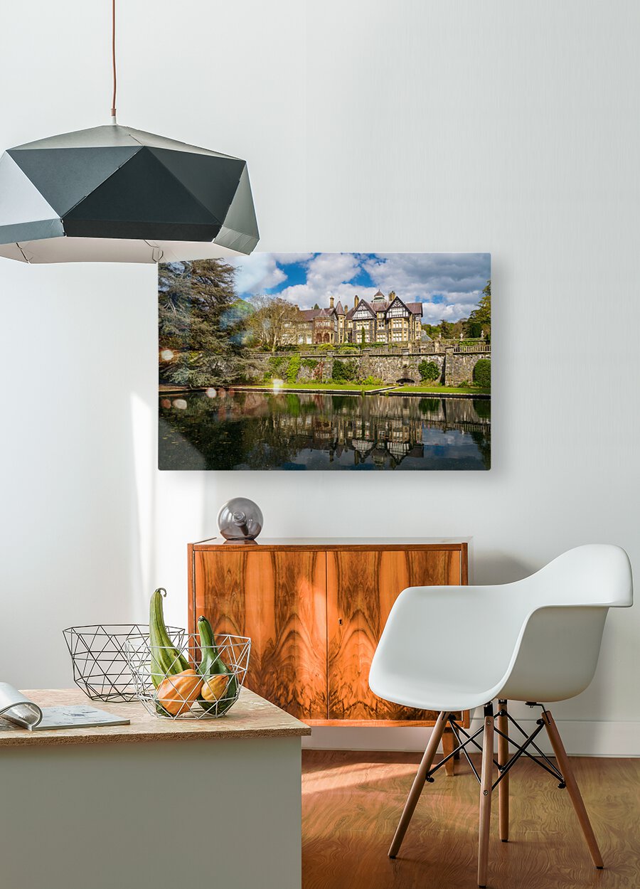 View of the manor house at Bodnant Gardens in North Wales  HD Metal print with Floating Frame on Back
