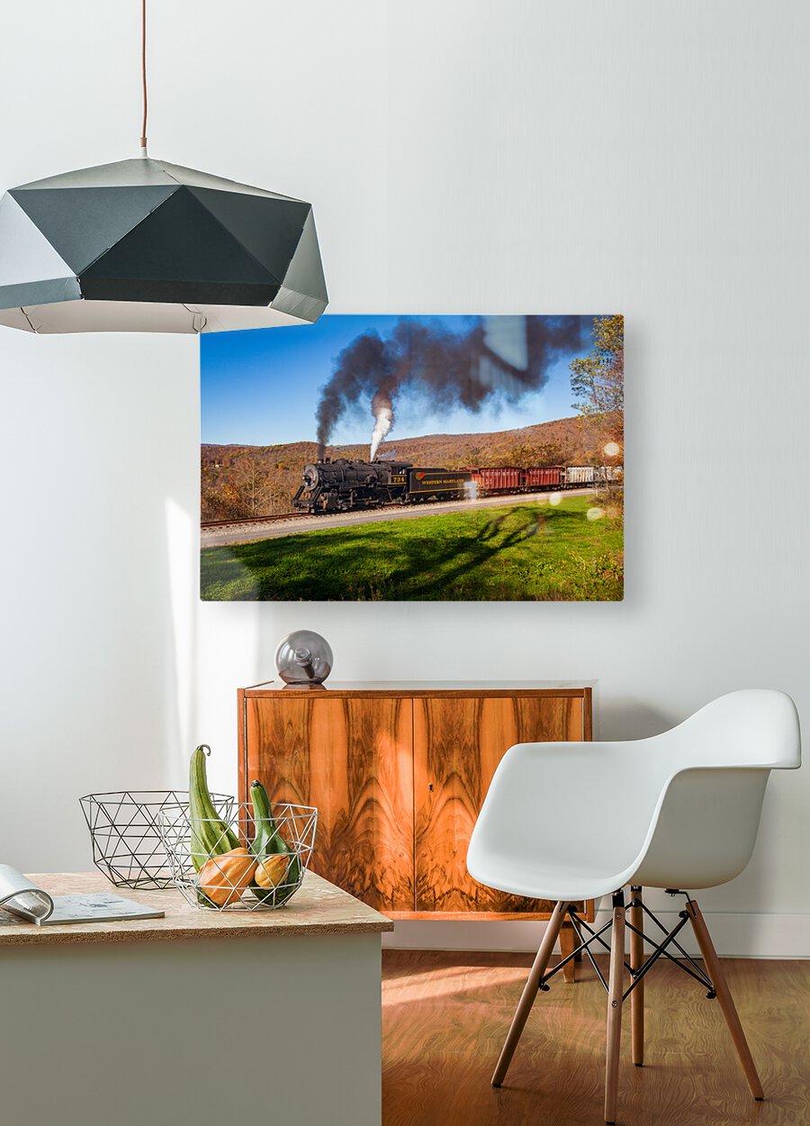 WMRR Steam train powers along railway  HD Metal print with Floating Frame on Back