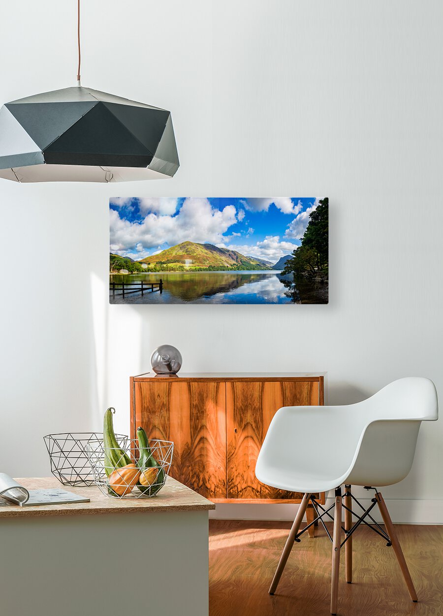 Panorama of Buttermere in Lake District  HD Metal print with Floating Frame on Back