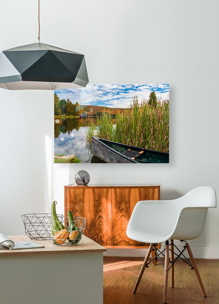 Canoe ready to launch in Silver Lake Vermont  HD Metal print with Floating Frame on Back