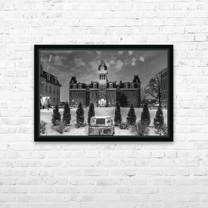 Black and White Woodburn Hall at West Virginia University HD Sublimation Metal print with Decorating Float Frame (BOX)