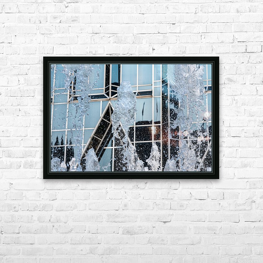 Frozen water of fountain by modern architecture in Pittsburgh HD Sublimation Metal print with Decorating Float Frame (BOX)