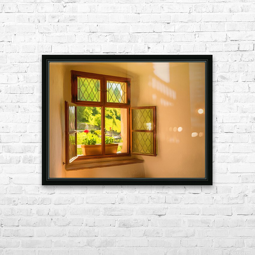 Window and seat in old castle in Slovenia HD Sublimation Metal print with Decorating Float Frame (BOX)