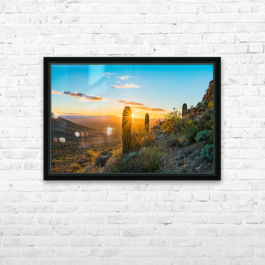 Sunset in Saguaro National Park West HD Sublimation Metal print with Decorating Float Frame (BOX)