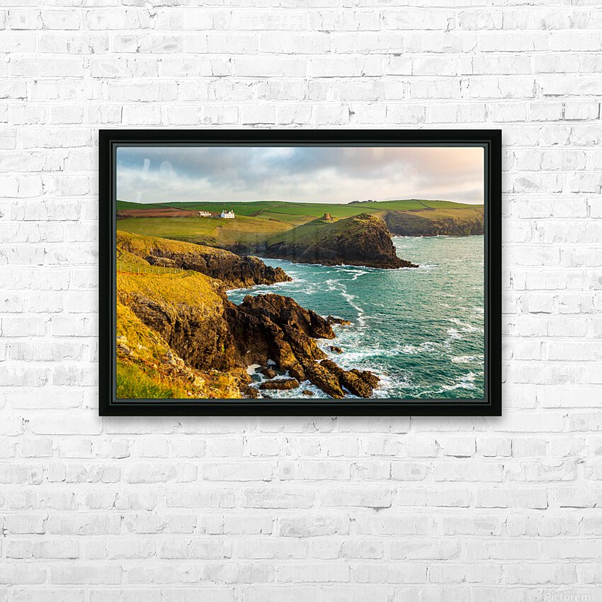 Coastline in late evening sun at Port Quin HD Sublimation Metal print with Decorating Float Frame (BOX)