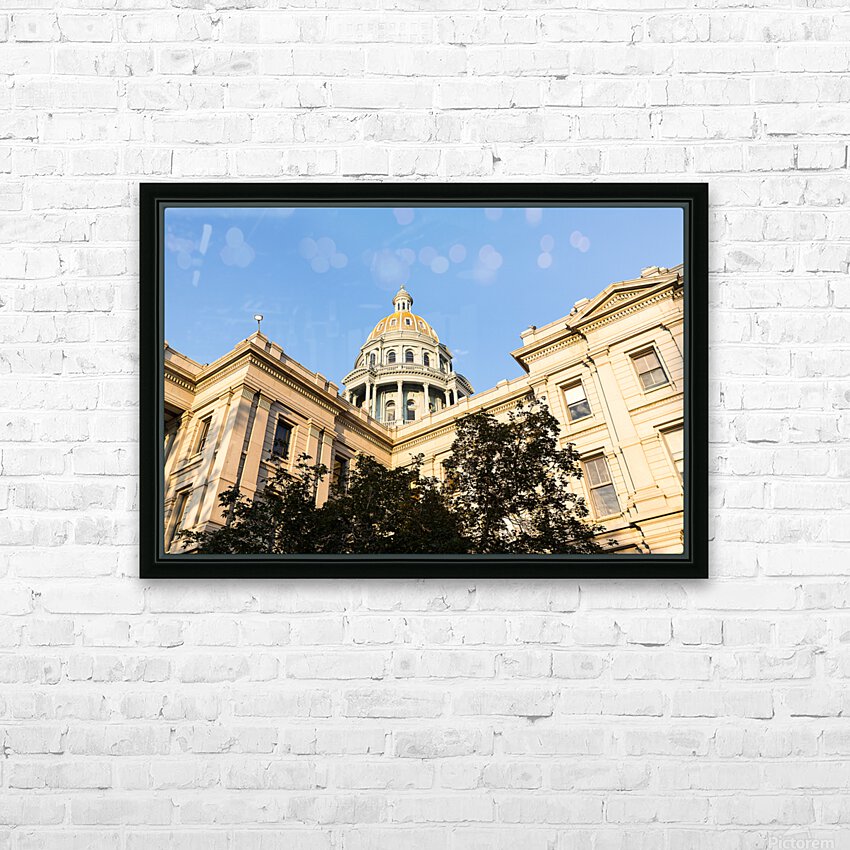 Gold covered dome of State Capitol Denver HD Sublimation Metal print with Decorating Float Frame (BOX)