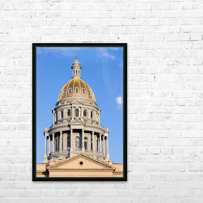 Gold covered dome of State Capitol Denver HD Sublimation Metal print with Decorating Float Frame (BOX)