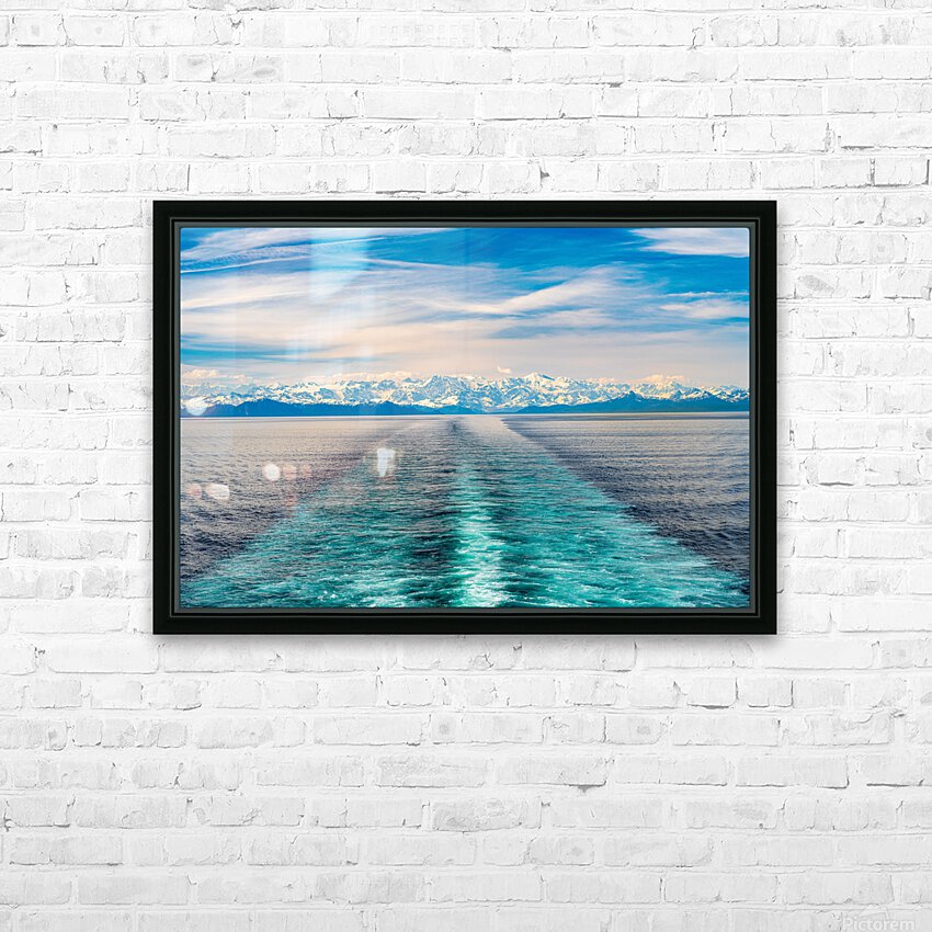 Cruise boat wake leaving Prince William Sound and Valdez HD Sublimation Metal print with Decorating Float Frame (BOX)