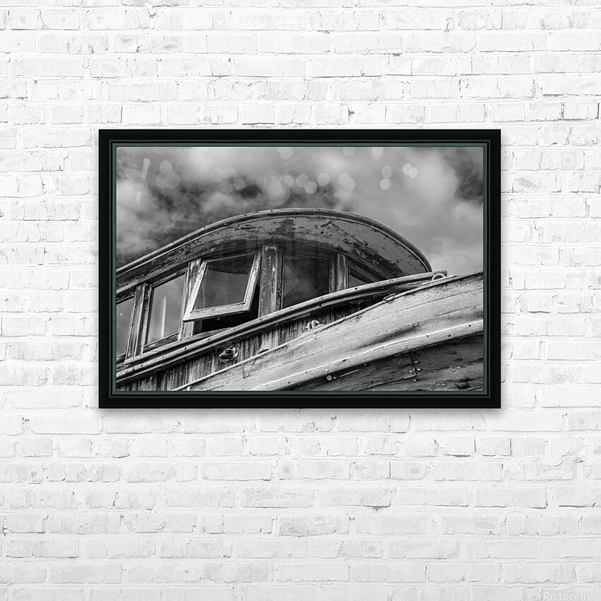 Monochrome abandoned fishing boat at Icy Strait Point HD Sublimation Metal print with Decorating Float Frame (BOX)
