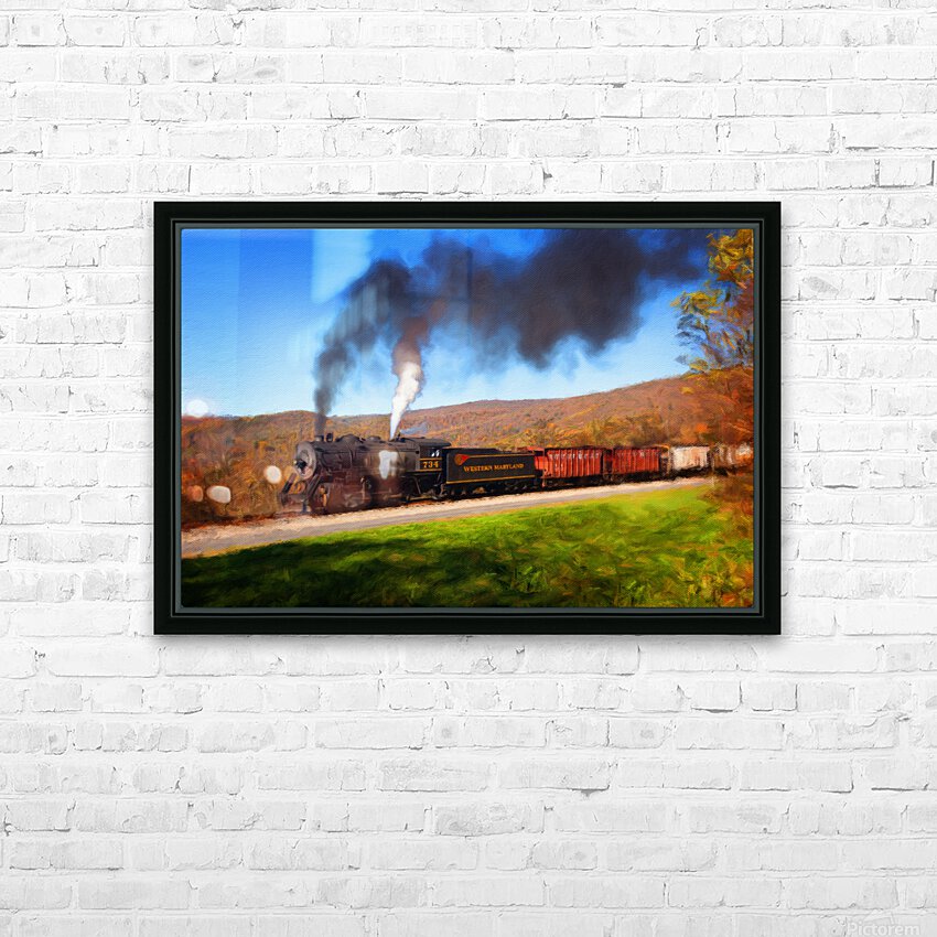 Pastel WMRR Steam train powers along railway HD Sublimation Metal print with Decorating Float Frame (BOX)