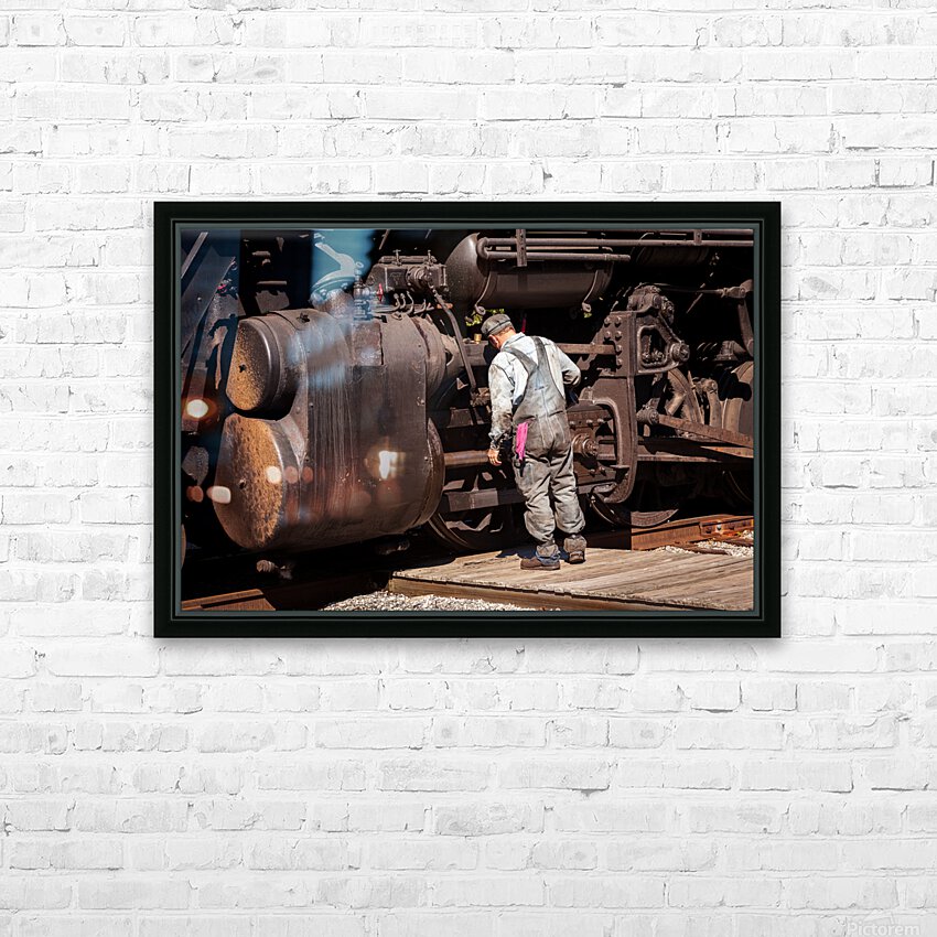 Mechanic checks 1916 Baldwin locomotive HD Sublimation Metal print with Decorating Float Frame (BOX)