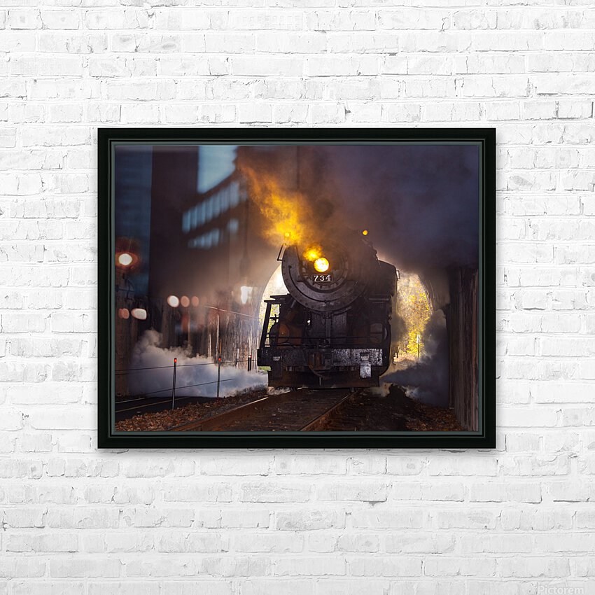 1916 Baldwin Steam locomotive enters tunnel HD Sublimation Metal print with Decorating Float Frame (BOX)