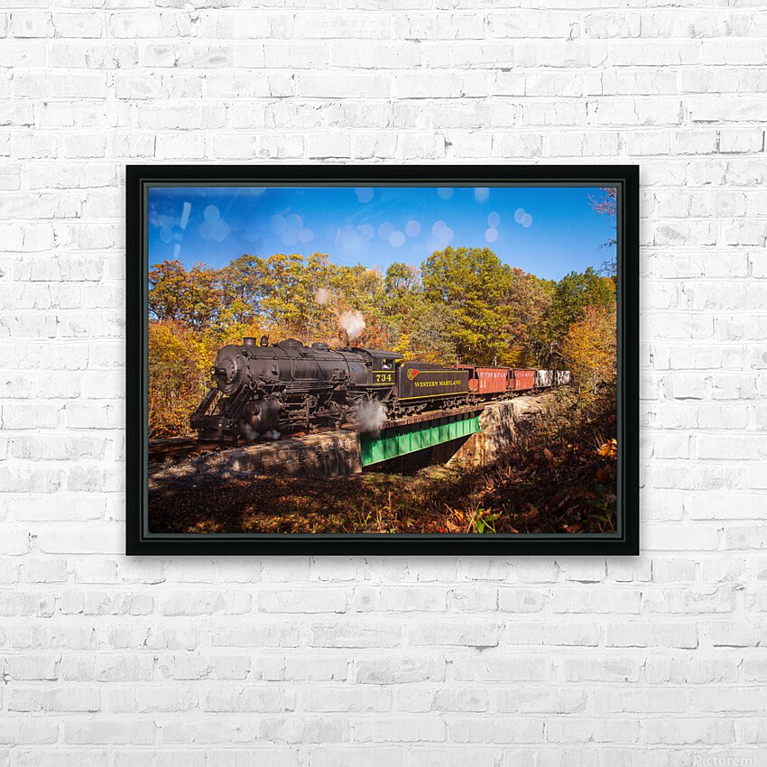 WMRR Steam train powers along railway HD Sublimation Metal print with Decorating Float Frame (BOX)