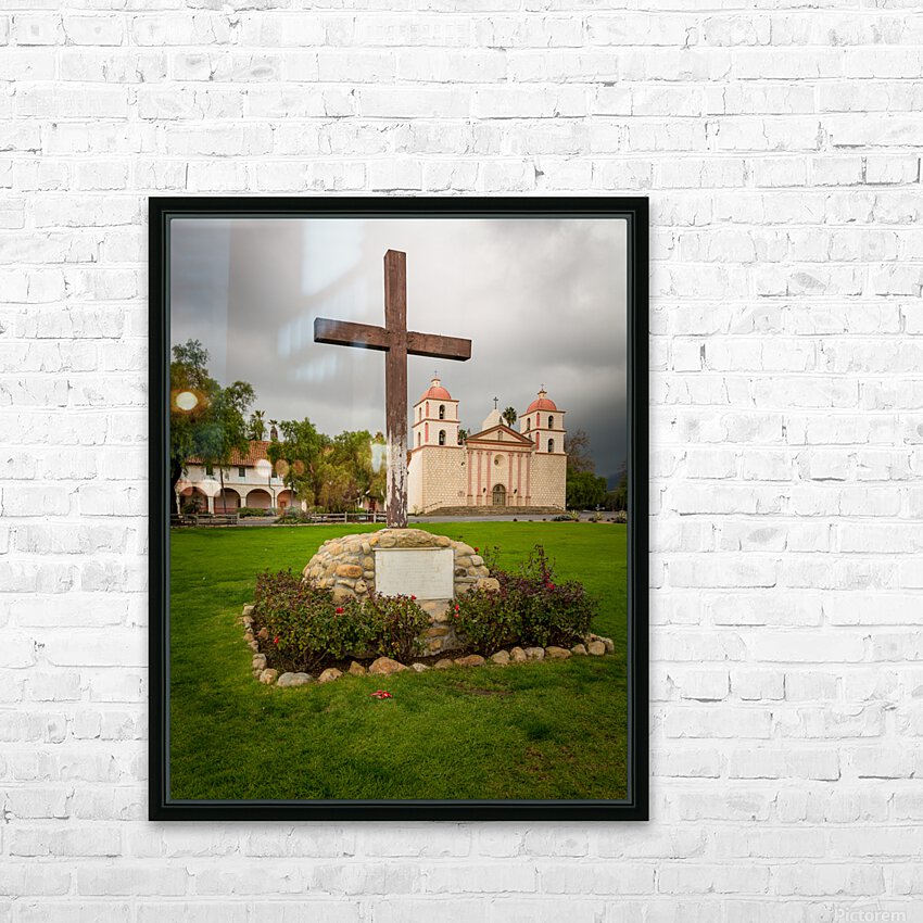 Cloudy stormy day at Santa Barbara Mission HD Sublimation Metal print with Decorating Float Frame (BOX)