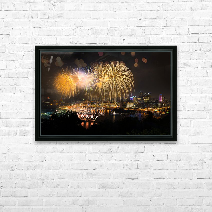 Fireworks over Pittsburgh for Independence Day HD Sublimation Metal print with Decorating Float Frame (BOX)