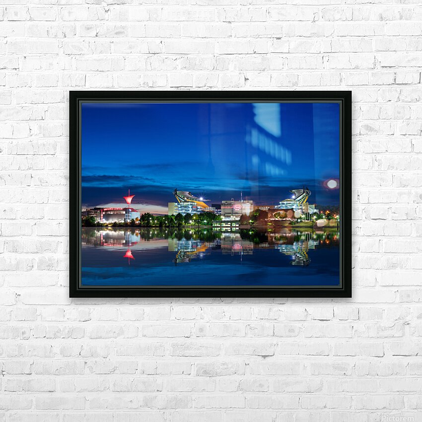 Heinz Field and Carnegie Science Center at night HD Sublimation Metal print with Decorating Float Frame (BOX)