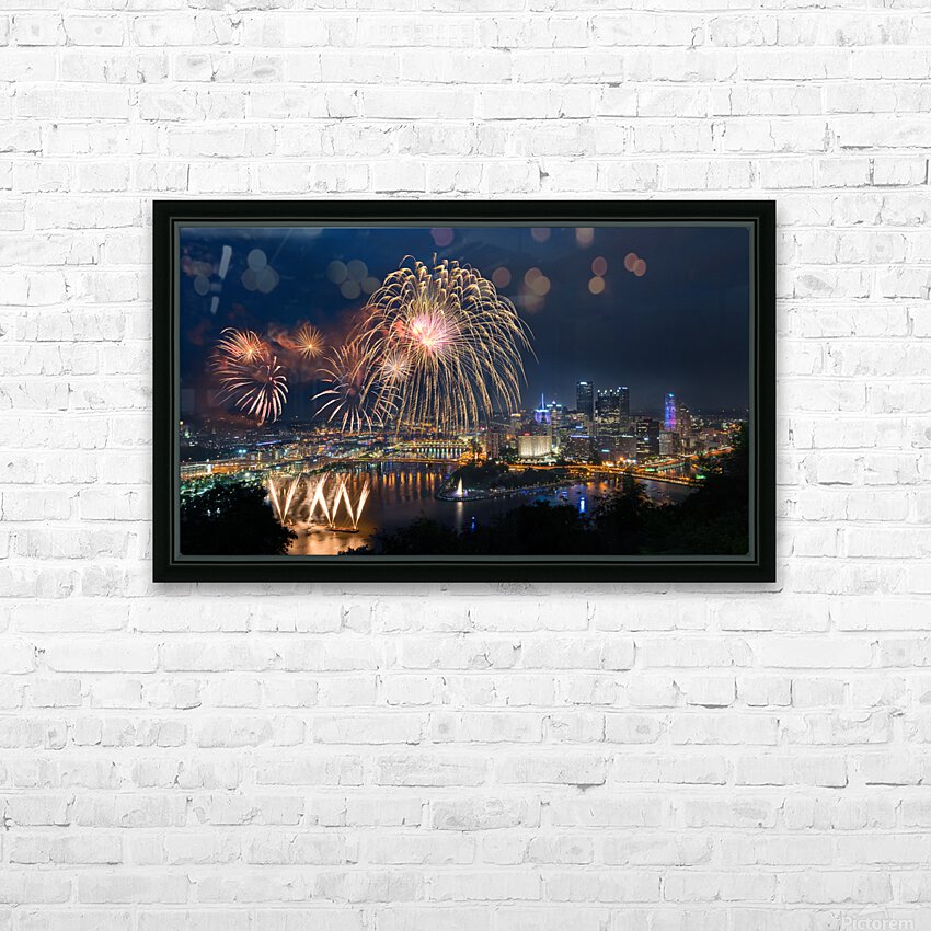 Fireworks over Pittsburgh for Independence Day HD Sublimation Metal print with Decorating Float Frame (BOX)