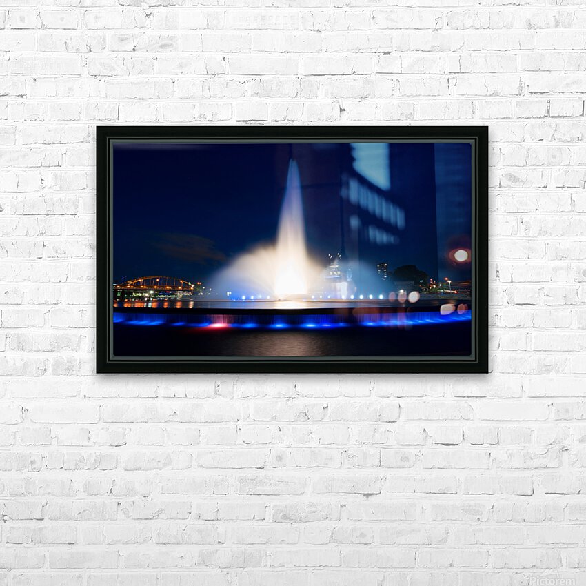 Point State Park Fountain in downtown Pittsburgh at night HD Sublimation Metal print with Decorating Float Frame (BOX)