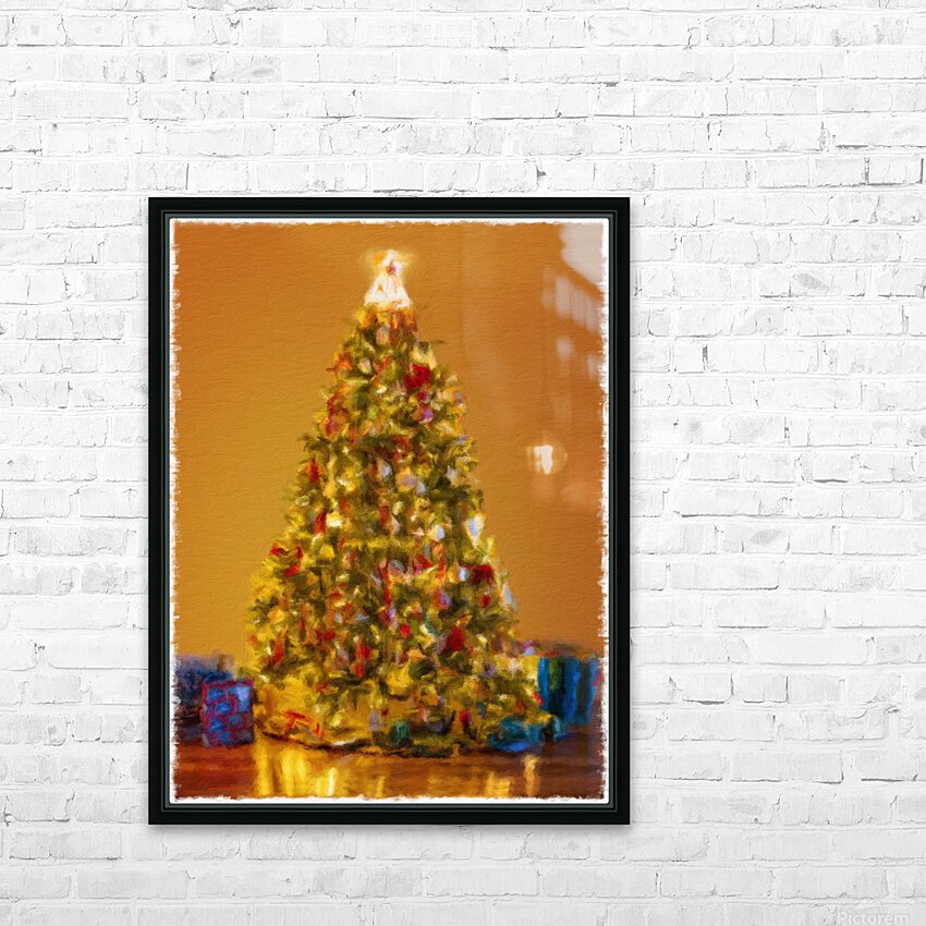 Painting of ornately decorated christmas tree HD Sublimation Metal print with Decorating Float Frame (BOX)