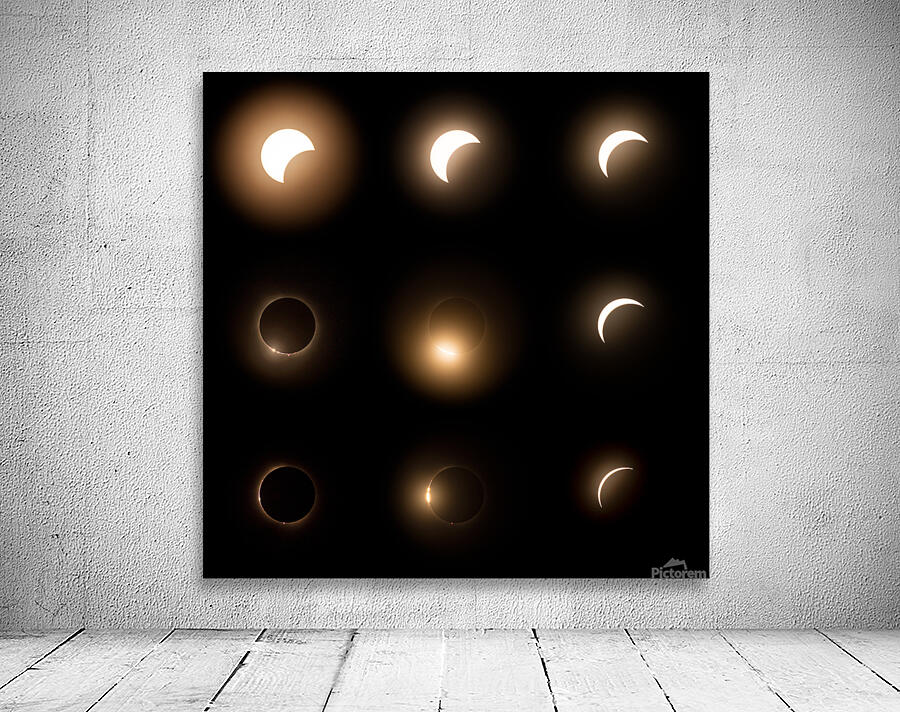 Composite of the stages of 2024 solar eclipse by Steve Heap