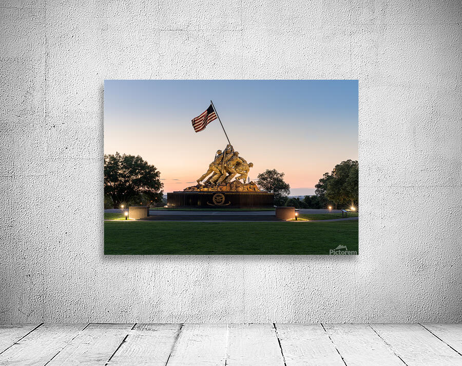 Iwo Jima Memorial at dawn as sun rises by Steve Heap