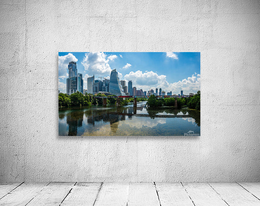 Cityscape of Austin Texas and Mopac railroad bridge by Lady Bird Wall Preview