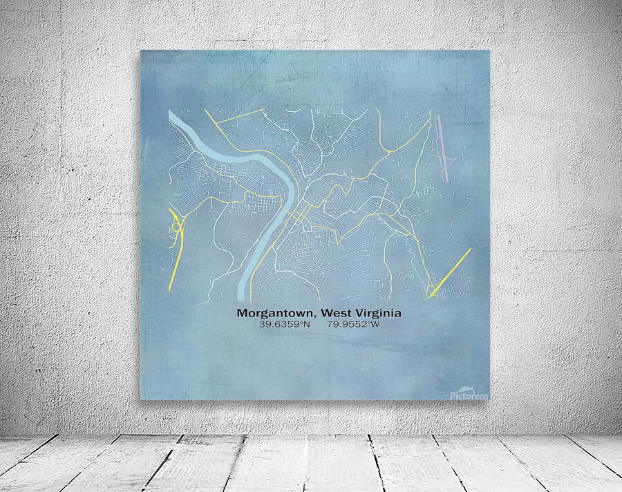 Blueprint map of the city streets of Morgantown WV Wall Preview