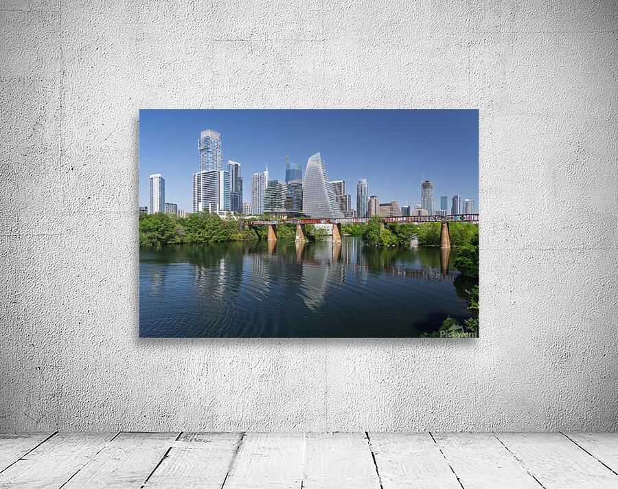 View along Colorado river of Austin Texas skyline Wall Preview
