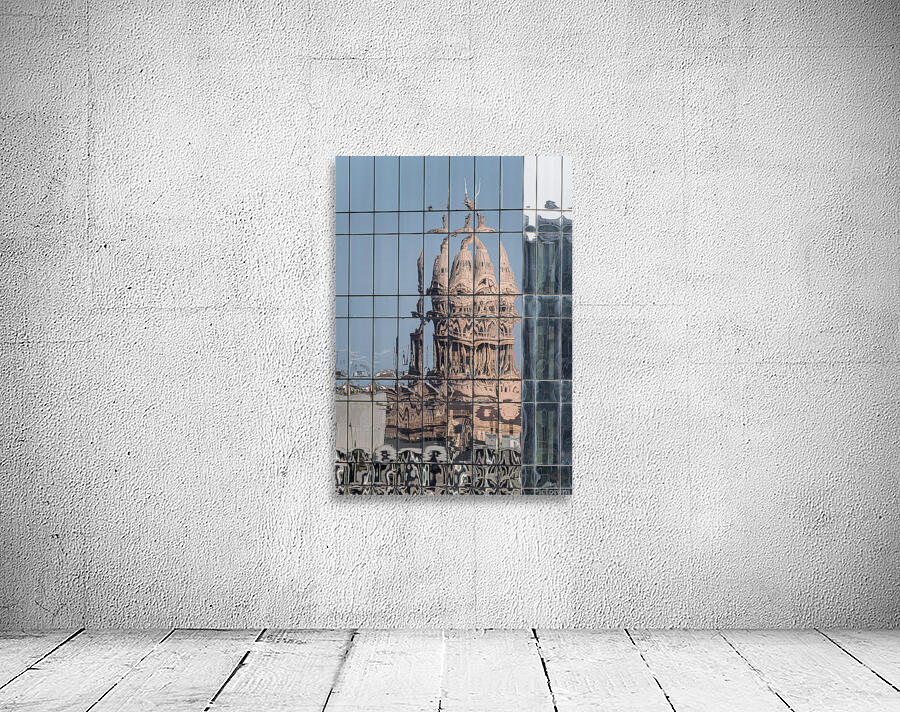Intricate reflections of the Texas state capitol building on a s Wall Preview