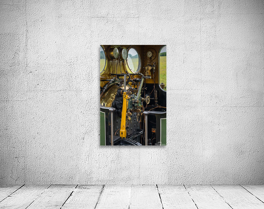 Detail of the driver cabin and controls on an old steam locomoti Wall Preview