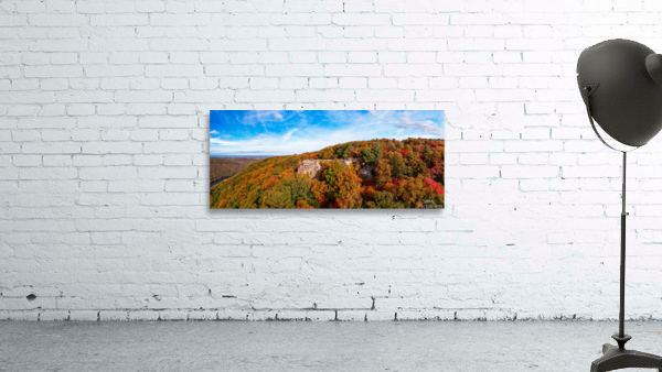 Coopers Rock state park overlook panorama with fall colors by Steve Heap