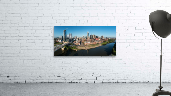 Panoramic skyline of Nashville in Tennessee from aerial drone by Steve Heap
