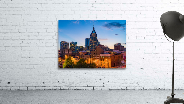 Skyline of Nashville with focus on Broadway in the evening by Steve Heap