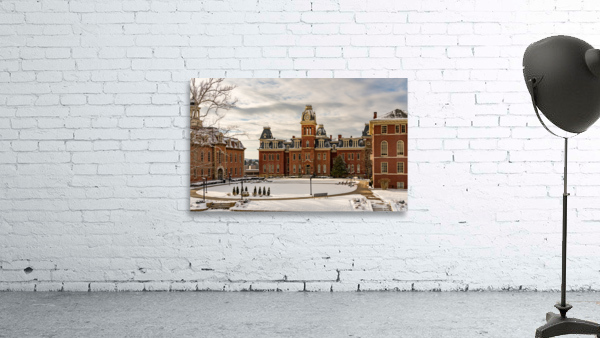 Woodburn Hall at West Virginia University in the snow by Steve Heap