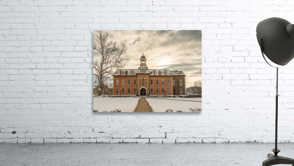 Martin Hall at West Virginia University in the snow by Steve Heap
