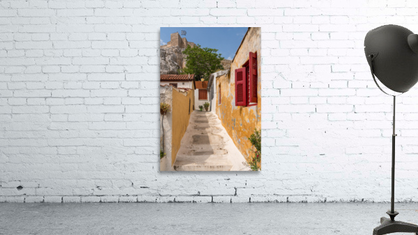 Narrow street in ancient district of Anafiotika by Steve Heap
