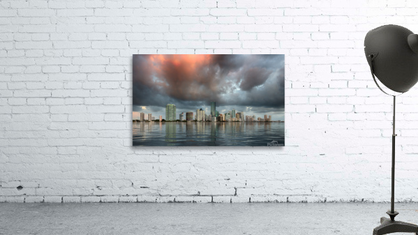Dawn view of Miami Skyline reflected in water by Steve Heap