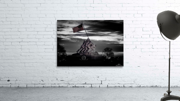 B&W image of Iwo Jima Memorial at dawn  by Steve Heap