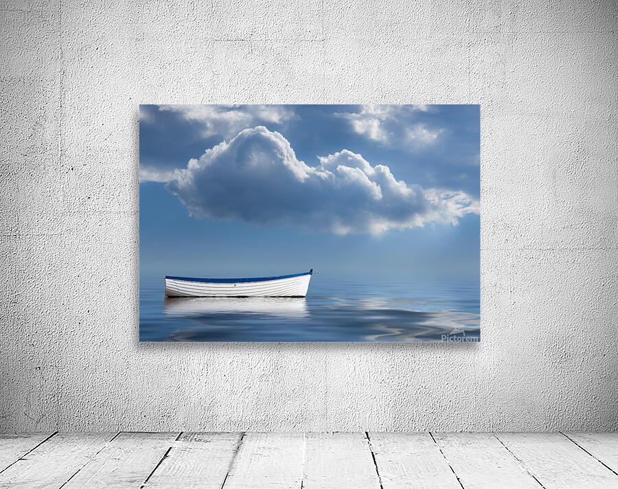 Old rowing boat marooned at sea Wall Preview