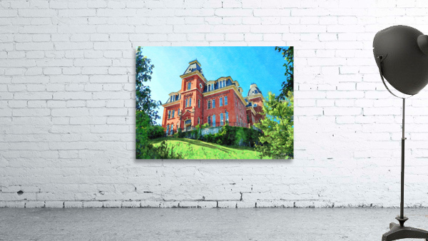 Water color of Woodburn Hall at WVU in Morgantown by Steve Heap