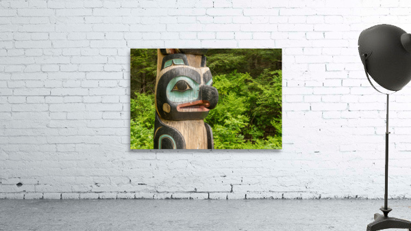 Detail of carved totem pole in the Sitka National Historical Par by Steve Heap
