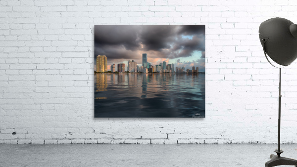Dawn view of Miami Skyline reflected in water by Steve Heap