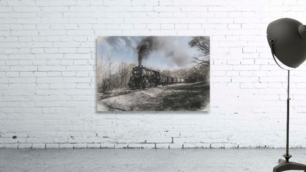 WMRR Steam train in charcoal sketch by Steve Heap
