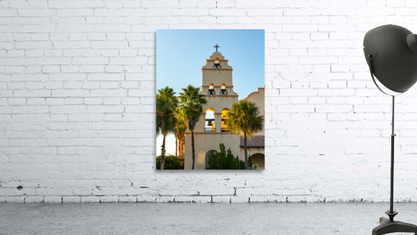 Spanish mission style church tower at sunset by Steve Heap