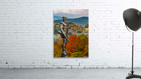 Mountaineer statue from WVU with fall leaves in West Virginia by Steve Heap
