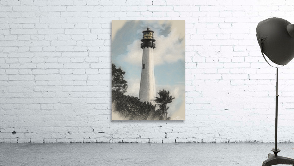 Charcoal sketch Cape Florida lighthouse  by Steve Heap