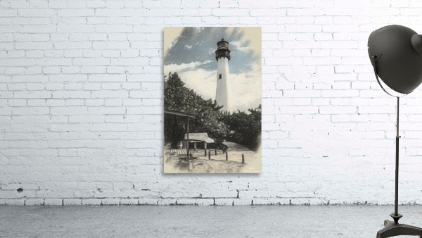 Cape Florida lighthouse in colorized charcoal by Steve Heap